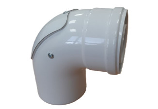 Koleno koaxiálne Plast/plech 60/100 90 stupňov s revíznym otvor. Koleno koaxiálne Plast/plech 60/100 90 stupňov s revíznym otvor.