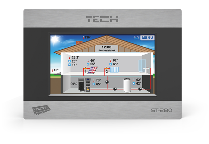 TECH Regulátor izbový EU-280 s RS komunikáciou TECH Regulátor izbový EU-280 s RS komunikáciou