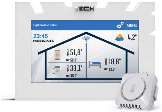 TECH Regulátor izbový EU-2801 WiFi OpenTherm biely TECH Regulátor izbový EU-2801 WiFi OpenTherm biely