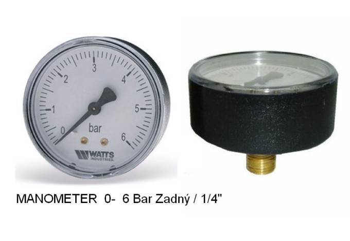 Manometer 0-6 bar zadný DN8, 1/4 Watts Manometer 0-6 bar zadný DN8, 1/4 Watts