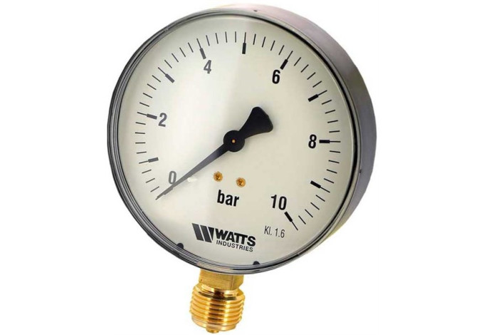 Manometer 0-10 bar bočný DN8, 1/4 Watts Manometer 0-10 bar bočný DN8, 1/4 Watts
