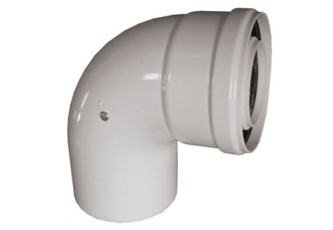 Koleno koaxiálne Plast/plech 60/100 90 stupňov Ricom Koleno koaxiálne Plast/plech 60/100 90 stupňov Ricom