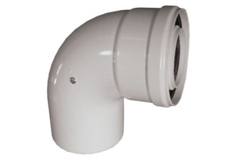 Koleno koaxiálne Plast/plech 80/125 90 stupňov Ricom Koleno koaxiálne Plast/plech 80/125 90 stupňov Ricom
