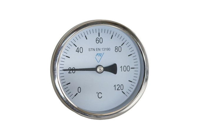 Teplomer priamy s jímkou 0-120°C, L=100 mm dvojkovový Prematlak Teplomer priamy s jímkou 0-120°C, L=100 mm dvojkovový Prematlak